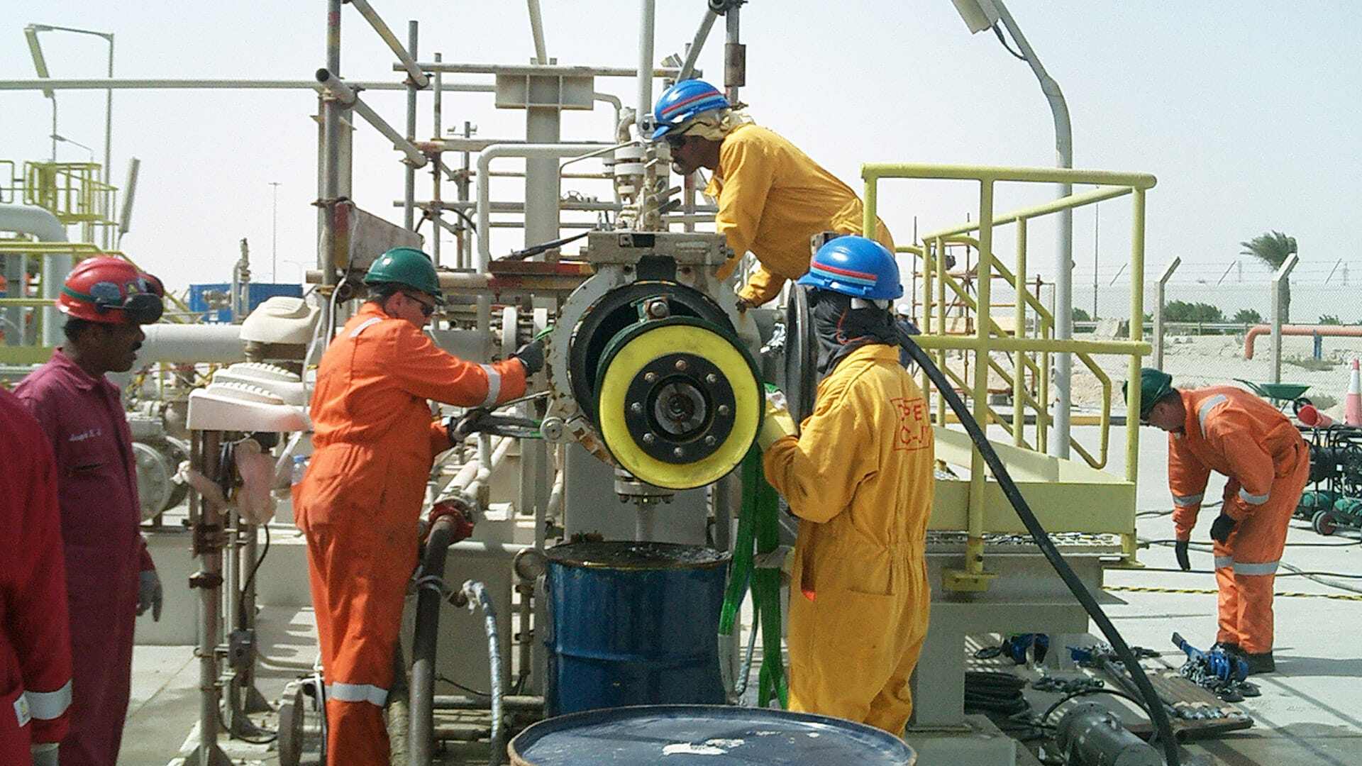 STATS and QP team working on a remote tecno plug in Mesaieed Industrial City Qatar