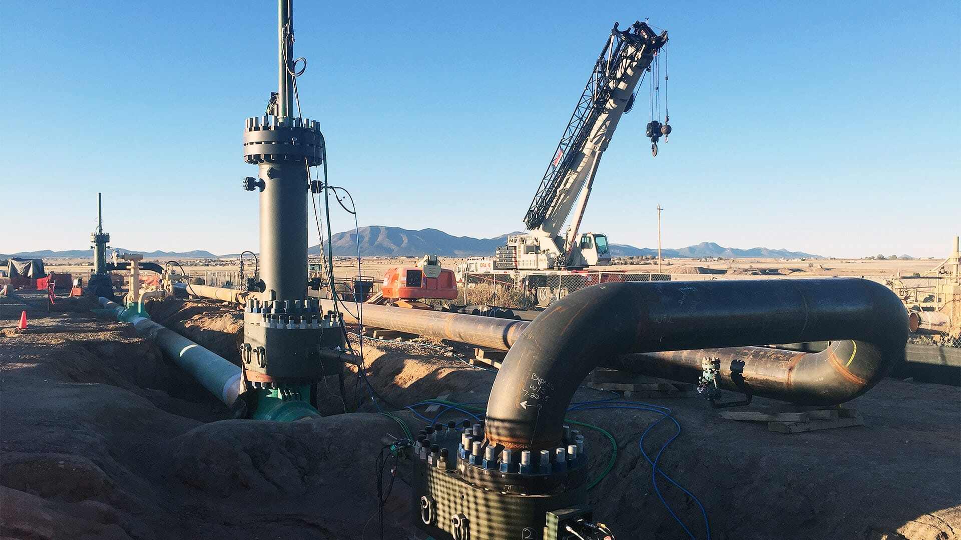30in BISEP cw bypass with pipelines coming out of the ground