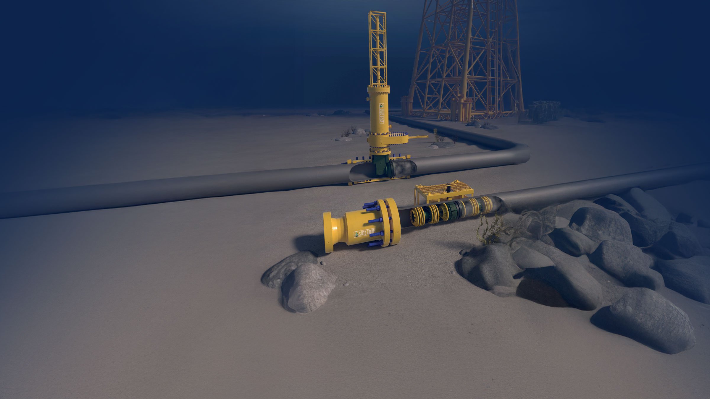 Subsea underwater 3D render