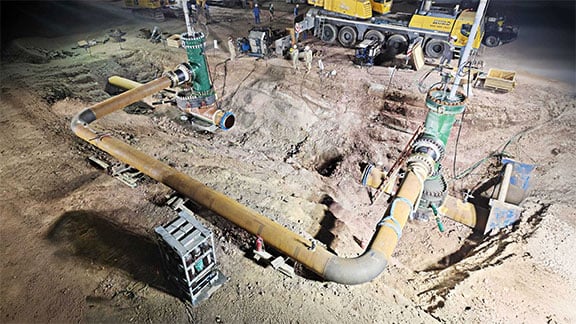 Nightime pipeline isolation work