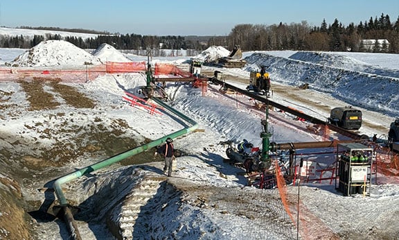BISEP pipeline work in Canada with snow on the ground