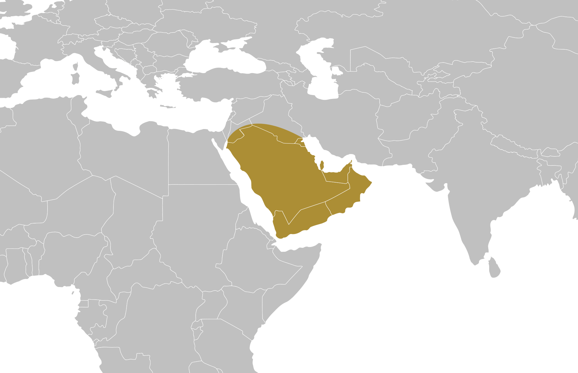 Arabian Peninsula location on a map