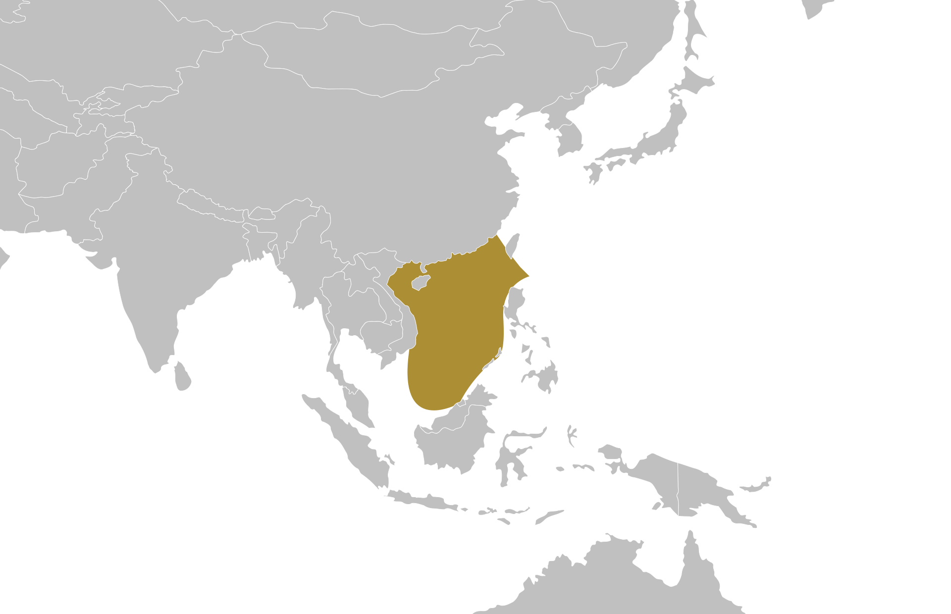 South China Sea location on a map